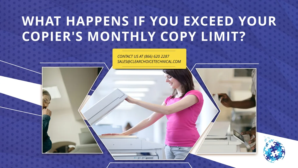 Dallas office workers using copiers illustrating what happens when you exceed copier monthly copy limit